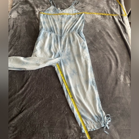 Anthropologie Marrakech Ebre Dyed Crop Jumpsuit Womens M Blue White Boho Coastal - Picture 9 of 12